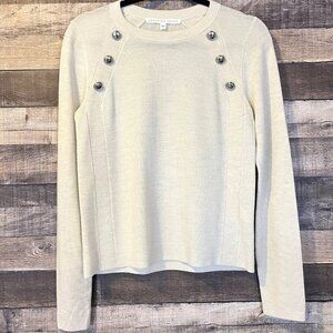 Veronica‎ Beard Simi Wool Button Shoulder Raglan Sweater S Minimalist Old Money